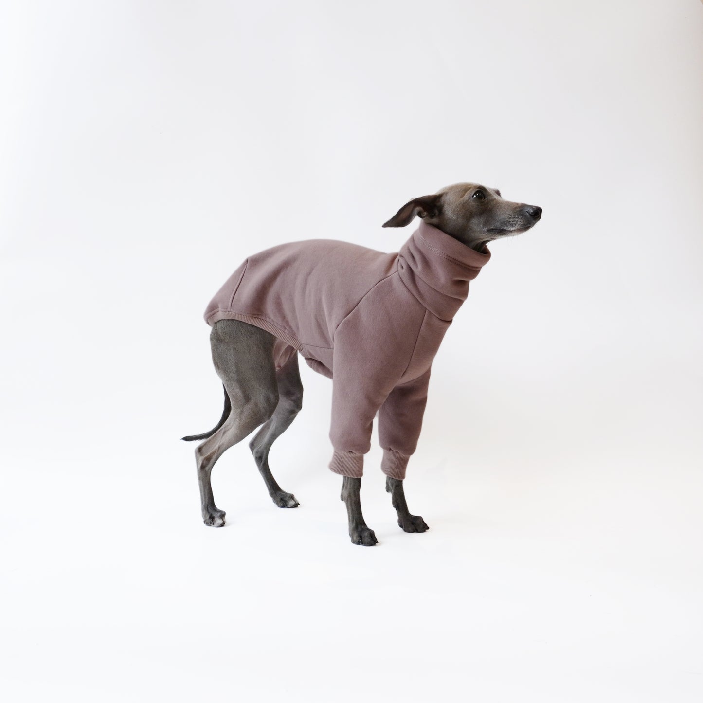 Cappuccino warm fleece jumper with snood neck for dogs made from eco-friendly oeko-tex fleece sweatshirt by LE PUP
