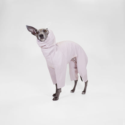 Custom made dog clothes. Waterproof softshell dog onesie in oatmeal by LE PUP.