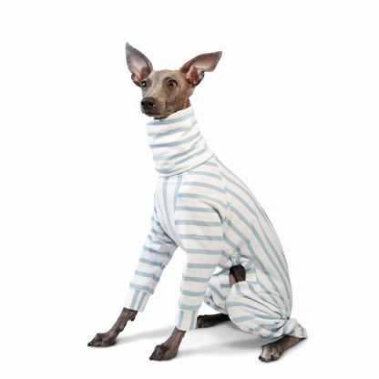 Made-to-measure in London, 100% organic light blue cotton top for dogs made by LÈ PUP