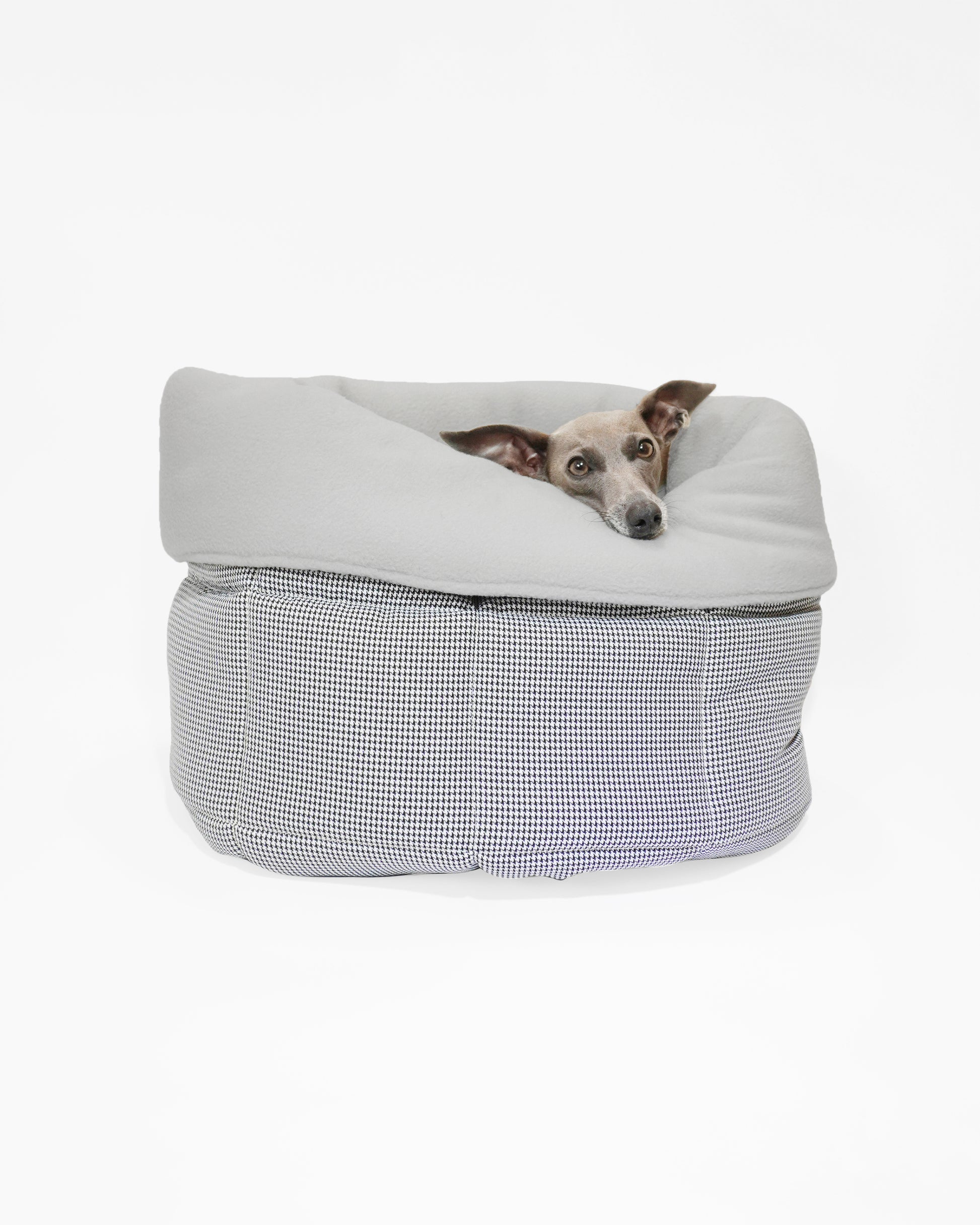 Luxury dog snuggle bed dogtooth UK by LE PUP.