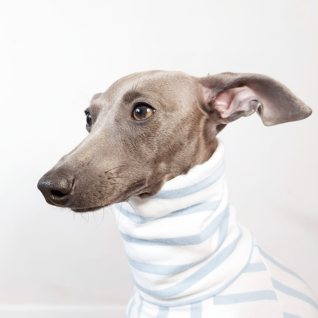 Made-to-measure in London, 100% organic light blue cotton top for dogs made by LÈ PUP
