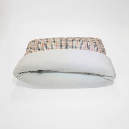 Pet cave bed with folded sides for extra snugness by LE PUP