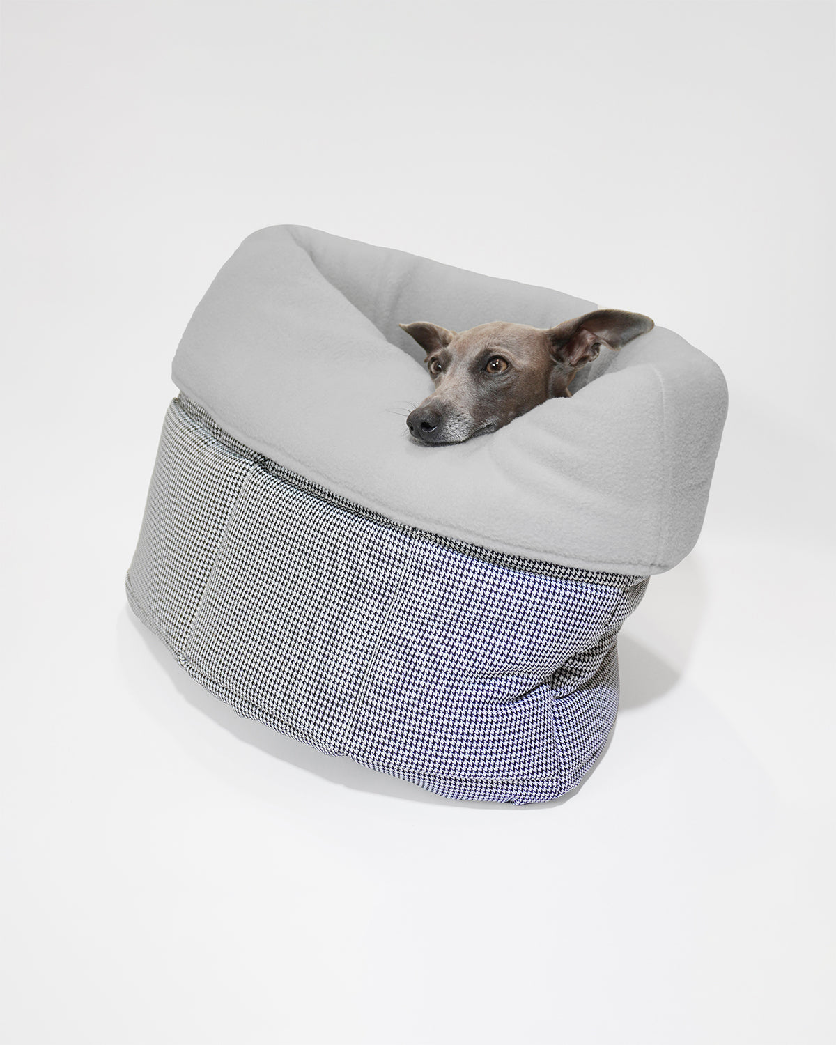 Luxury dog snuggle bed dogtooth UK by LE PUP.