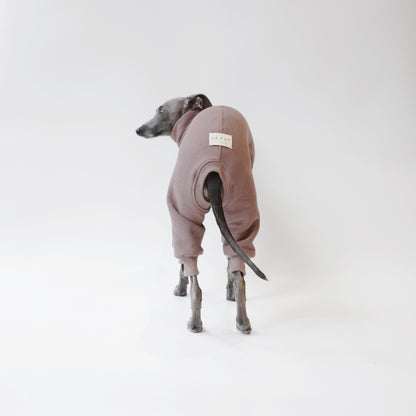 Back view bespoke fitted cappuccino sighthound onesie made from sustainable fleece sweatshirt material by LÈ PUP